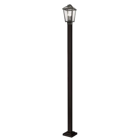 Z-Lite Bayland 3 Light Outdoor Post Light, Oil Rubbed Bronze And Clear Seedy 539PHMS-536P-ORB